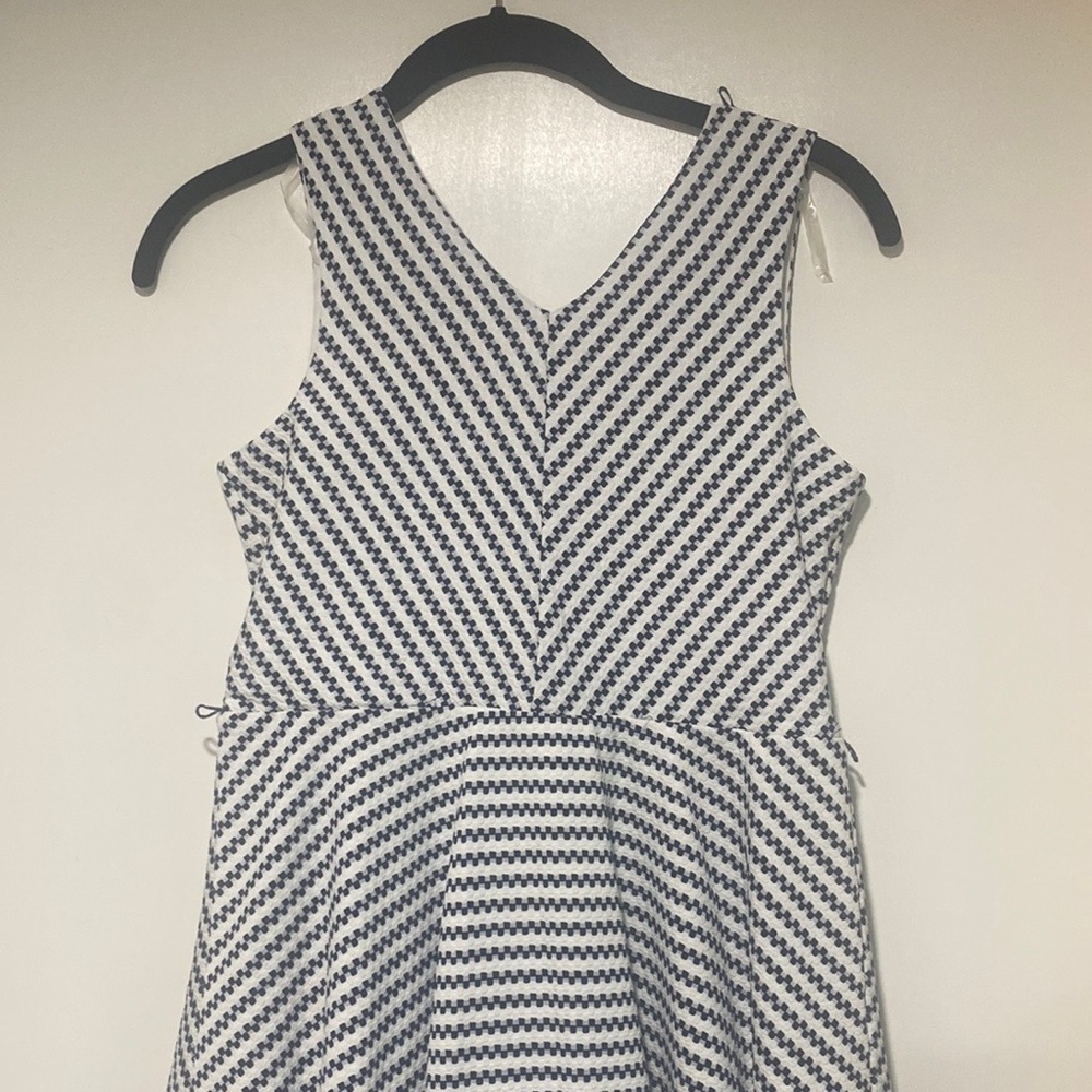 Navy and white striped dress